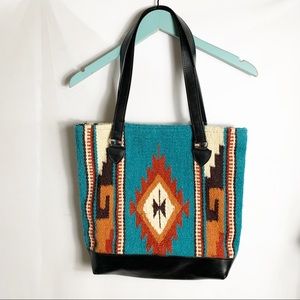 Saddle Pass Bohemian Aztec Wool Tote Purse